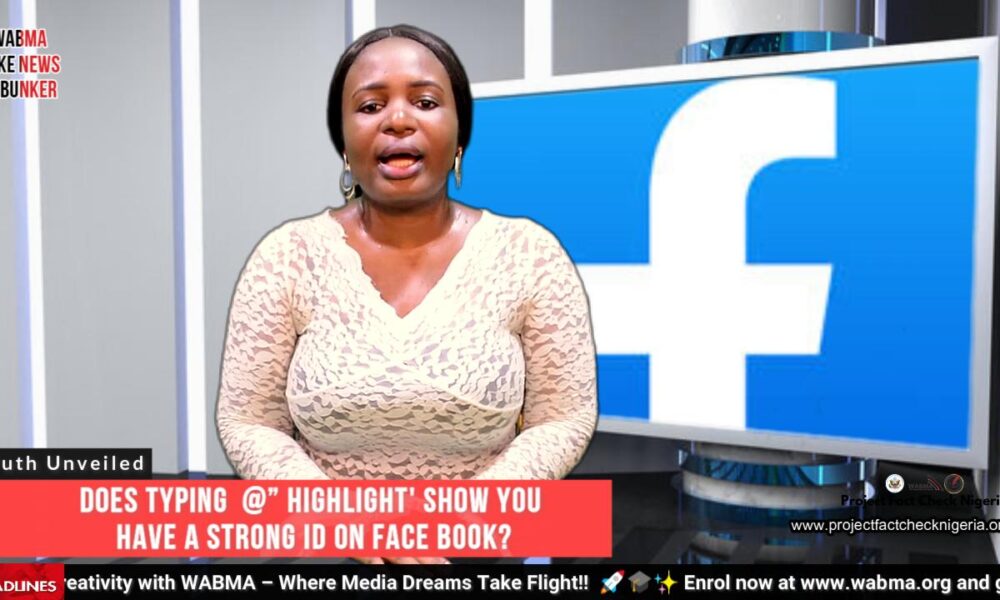 Does typing @” Highlight' show you have a strong ID on Face book ...